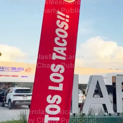 Fabricacion de bandera publicitaria personalizada para carniceria la muralla y carnes san juan
